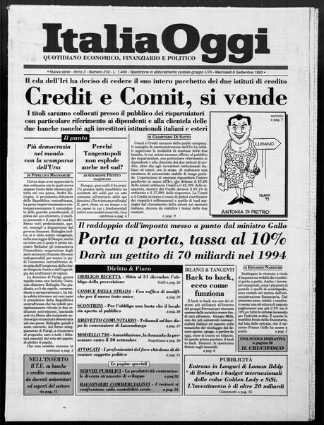 Italia oggi : quotidiano di economia finanza e politica